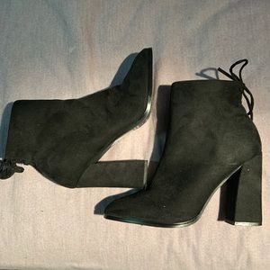 Black suede booties